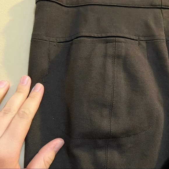 Vince Ponte Knit Tab Front Mid Rise Skinny Pants Viscose Blend Dark Brown Sz 4 - Picture 6 of 13